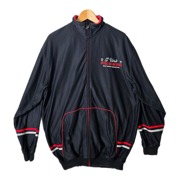 Vintage G-Unit Track Jacket Mens XL Black Red Full Zip Embroidered 50 Cent Y2K - Picture 1 of 12
